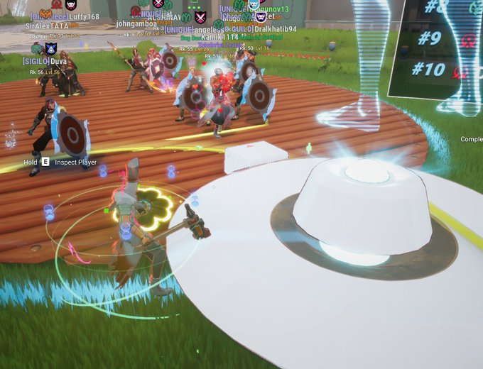 A screenshot from the video game League of Legends showing a chaotic team fight on the ARAM Howling Abyss map with multiple champions and visual effects.