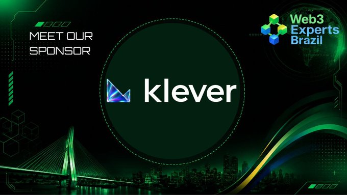 The image features a green circle with the word "KLEVER" written inside of it. The background of the image is black, but there are some elements that stand out due to their color. There's a bridge visible in the top left corner of the image and a city skyline in the bottom right corner. These elements add visual interest to the overall design of the post.