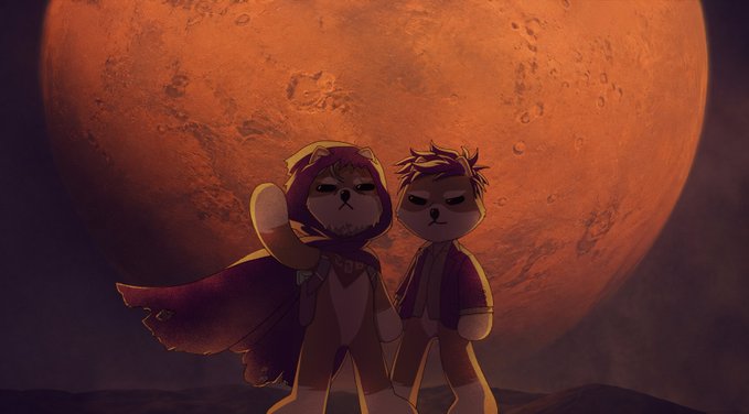 Two furry figures in costume stand silhouetted before a massive, glowing red planet, embodying the idea of being the masters of their own destiny as they gaze out into the vastness of space. The image visually echoes the post's message of self-determination, with the characters positioned as explorers charting their own path against the backdrop of an alien world.