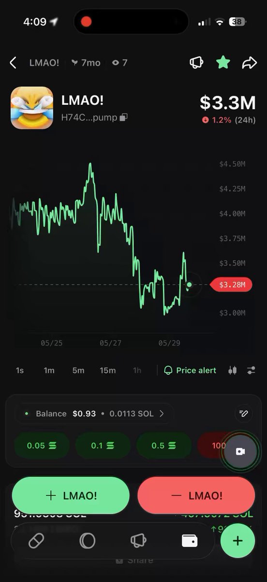 The image shows a smartphone screen displaying a stock chart for a company called LMAO. The chart is filled with various numbers and symbols representing different aspects of the company's performance over time. The stock chart seems to be an interactive display, possibly from a mobile device or app related to pumpfun communities. The post suggests that users can create their own pumpfun profiles and engage with other Pumpfun mobile community members by calling out to them in order to help navigate and find specific information.