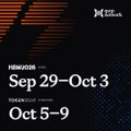 A simple schedule graphic showing "HONG KONG" with dates "Sep 29-Oct 3" for "TICKETED EVENT" and "Oct 5-9" on a black background.