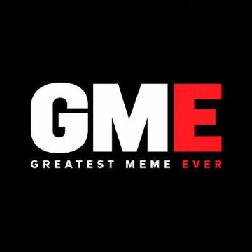 The image shows a logo with the bold text "GME" in white and red, with the tagline "GREATEST MEME EVER" underneath, set against a black background. This branding relates to the GameStop ($GME) post, highlighting the meme stock movement on the Robinhood blockchain following Robinhood CEO Vlad Tenev following the project's X account.
