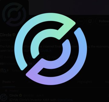 The Circle logo is displayed as a colorful gradient emblem over a screenshot of what appears to be the Circle (ICYMI) investor AMA Twitter/X page, with the handle @circle_research visible.