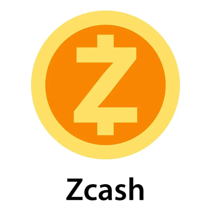 The Zcash (ZEC) cryptocurrency logo, featuring a stylized "Z" symbol in light yellow on an orange circular background with the text "Zcash" beneath it.