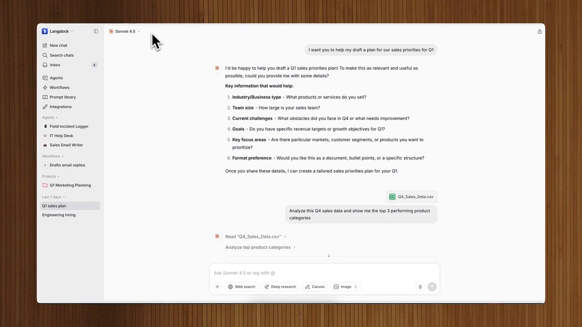 The image shows a computer screen with a document displayed, possibly an email or a message from Langdock. The text appears to be in German, which might suggest that the image was taken in Berlin. The main focus of the image is on the document itself and its content, rather than any additional information about the source or context behind it.