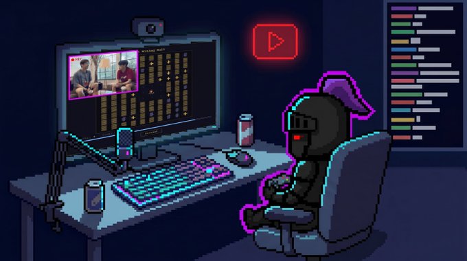 The image features a cartoon character sitting at a desk with a computer monitor, keyboard, mouse, and other gaming peripherals such as a game controller. The character appears to be playing video games or streaming content from their computer screen onto a TV. In the background, there is a TV displaying a video stream of a person's face. The post includes text that reads "grinding the dungeon and watching the @CertiK @Spacecoin pod peak performance". This suggests that the character might be engaged in an immersive gaming experience or streaming session related to a popular video game series or streaming platform, such as the @CertiK @Spacecoin pod.