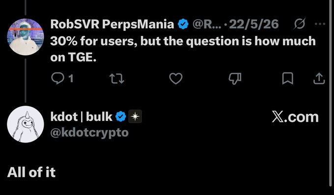 The image features two people's twitter handles, one person has a username that starts with 'kdot', while the other has a username that starts with 'xcom'. These users are discussing cryptocurrency, specifically talking about a project called @bulktrade. The conversation includes a quote from a post that says "The buzz around @bulktrade is getting louder. When Solana ecosystem figures start posting about a project, it's usually worth paying attention." The focus of the image seems to be on this Twitter discussion between two users named 'kdot' and 'xcom'.