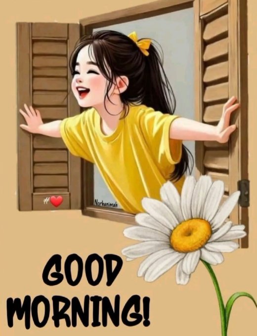 A cheerful illustration shows a young girl in a yellow shirt leaning joyfully out of a wooden window with shutters, accompanied by a white daisy and the text "GOOD MORNING!" 

The bright, uplifting "Good Morning!" image pairs well with the post's message, reinforcing the optimistic tone of highlighting teams that quietly and consistently build value rather than chasing attention.