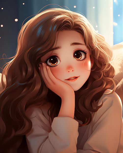 The image features a beautiful young girl with long brown hair wearing a white shirt, looking at the camera with a smile. The background of the image shows a window, which adds depth to the scene. There are no texts or other objects present in the image.