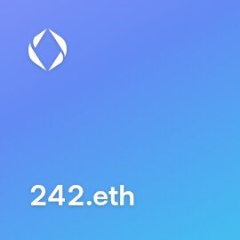 A blue gradient background displays a white logo at the top and the text "242.eth" at the bottom.