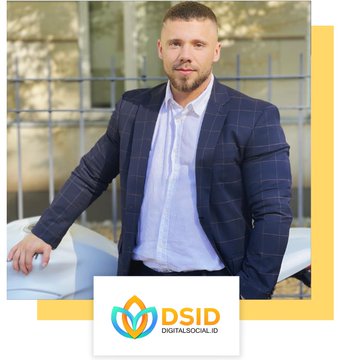 Professional headshot of a man in a blue plaid blazer and light blue shirt, with a 'DSID DigitalSold.io' logo overlay in the corner.