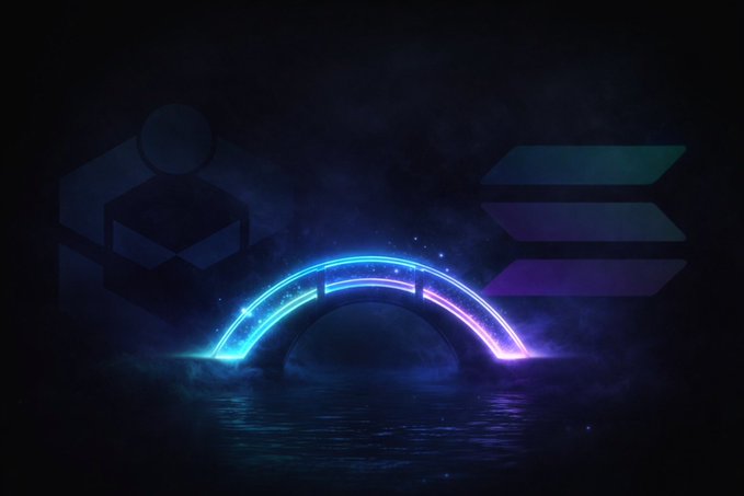 The image features a neon blue arch bridge floating in water with a purple stripe running down its center, surrounded by a dark background. The caption of the image reads "Shido keeps cooking. New route + fresh listing + deeper liquidity = stronger ecosystem flywheel. Expansion mode fully engaged. More capital, better flows, and growing utility. Bullish times for the network." This suggests that Shido is actively expanding its reach in the market by creating new routes or listings to attract more capital and improve the flow of information within their ecosystem.