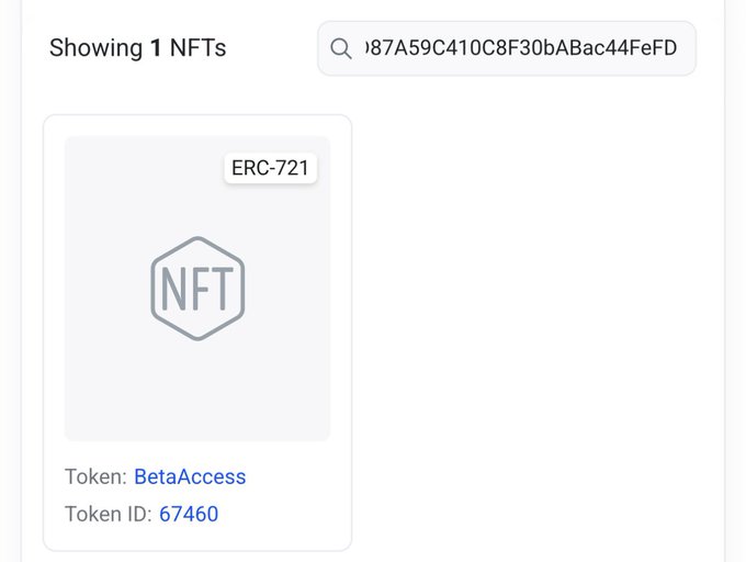 In this image, there's a screen showing the details of a NFT platform called Base beta NFT. The main focus is a picture of an ERC-721 tag with various information displayed below it. The text indicates that the NFT in question has a value of $BASE and can be acquired by anyone holding an NFT wallet, but only if they meet certain criteria such as having an account on the beta page or using BaseApp through the beta link.