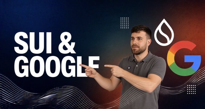 A thumbnail image showing a man pointing at the text 'SUI & GOOGLE' with the Sui logo and Google 'G' logo visible on the right side.