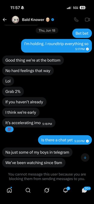 The image shows a text message conversation between two people, with one person typing out a message that reads "There's nothing we can do about it if you're not here yet". The other person responds by saying "That's ok" followed by a thumbs up. The caption of the image includes a link to a post on social media where someone has written: "Their telegram is eating steak this weekend."