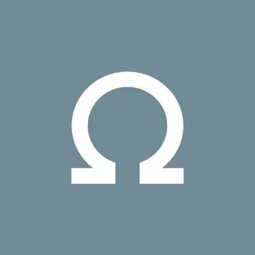 A simple gray logo featuring a white uppercase Greek letter Omega (Ω).