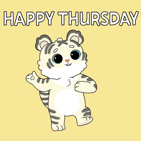 The image features a cartoon tiger standing upright with its arms raised, giving off a friendly vibe. The text "Happy Thursday" is written above the tiger's head, indicating that today is Thursday. In the background of the image, there are words related to technology and computing, such as "Quantum computing", "Can this even happen?" and "@quipnetwork". This suggests that the post might be about a new technological advancement or an interesting piece of information related to the world of computers and technology.