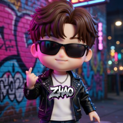 A 3D cartoon-style character with brown hair, sunglasses, and a leather jacket featuring a 'ZTHO' logo poses against a graffiti-covered wall.