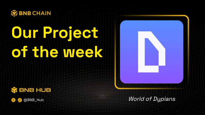 The image features a poster with a square logo that reads "Our Project of the Week" at the top. Below this, there's a description of the project, which says "World of Dypians @worldofdypians is quietly pulling millions of players into their AI powered MMORPG ecosystem With crazy volume and huge $WOD staking rewards, they are actually building a sticky economy An easy pick for Project of the Week". The poster also includes a link to the project's website.