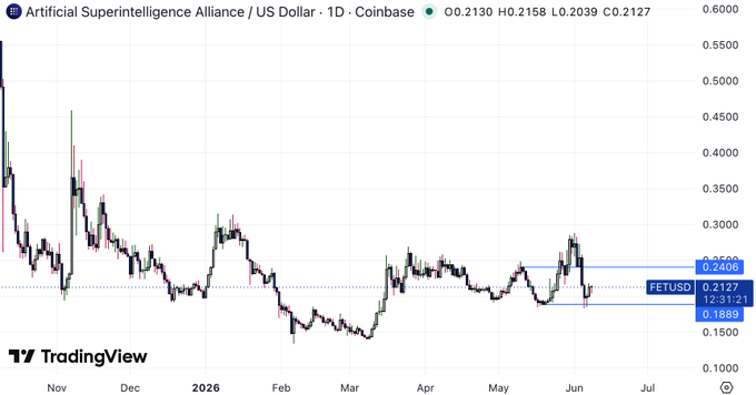 The image shows an upward-moving line graph displaying the cryptocurrency market trends during the month of January, which appears to be associated with the cryptocurrency altcoin "FET". The chart indicates a potential move towards higher prices for this altcoin, as evidenced by its current position in the upper portion of the graph. Several other altcoins can also be observed within the same range, suggesting that there might be interest or speculation surrounding these digital coins' performance during January.