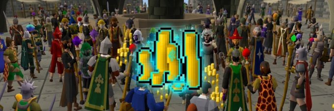 A large crowd of stylized low-polygon characters gathers in an open town square, with a glowing yellow pixel-art "LOOP" logo and a numeric readout hovering at the center. The scene visually celebrates the community milestone of a new banner image being added for the Solana token $LOOPR on Moby.