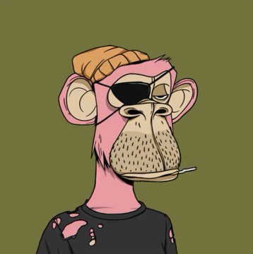 A pink cartoon monkey wearing an orange beanie, black sunglasses, and a dark shirt smokes a cigarette, with the accompanying post promoting "Monke Monke Monday" and listing floor prices of 8.88 and 8.8 for Chimpers and Bored Ape NFTs, urging followers to hold both collections.