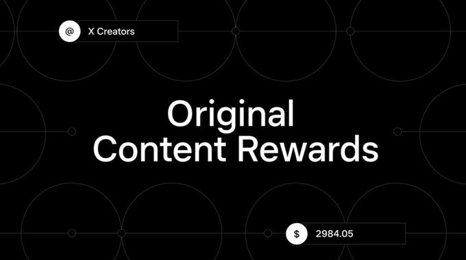 A black screen showing 'X Creators' at the top, 'Original Content Rewards' in the center, and a payment amount of '$ 2984.05' at the bottom.