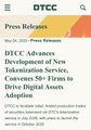 A DTCC press release headline announces "DTCC Advances Blockchain to Drive Tokenization Service, Connectivity & Faster to Drive Digital Assets Adoption," supporting the post's claim that $24 trillion is projected to enter the crypto/digital economy by 2027 by highlighting institutional blockchain infrastructure developments.
