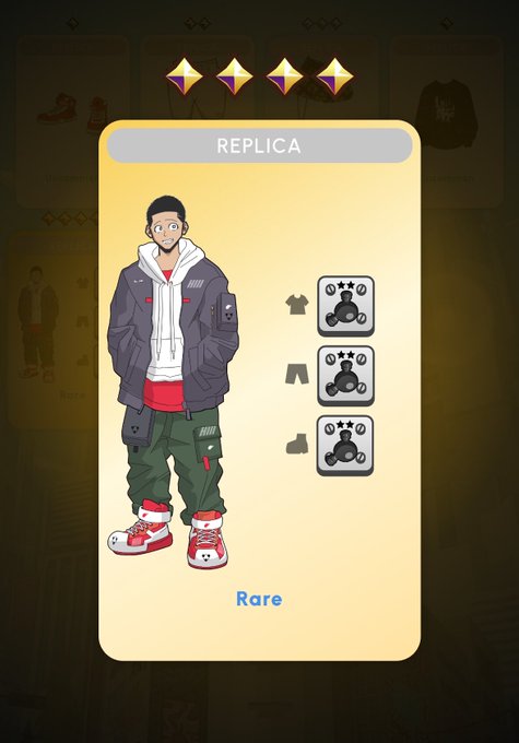 The image features a cartoon man wearing red shoes, standing against a yellow background with three buttons on his chest. The man appears to be dressed for cold weather or an outdoor activity, as he has a jacket and pants on. There are also four other people in the image, but they do not seem to have any special significance or relation to the main subject of the picture.