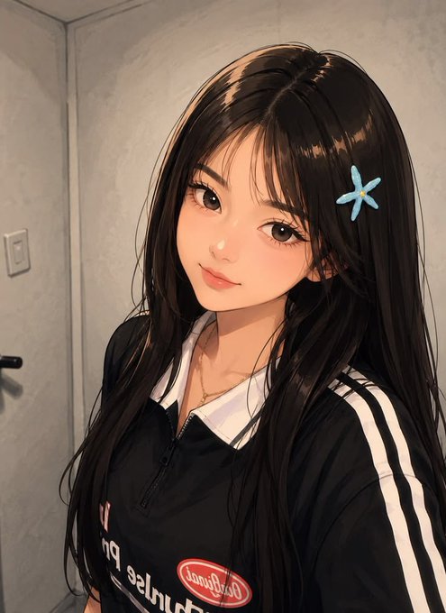A young woman with long dark hair, wearing a black Adidas-style jacket with "Originals" text and a "Champion" patch, poses for a selfie with a small blue starfish hair clip.

The image appears unrelated to the post about @vangrid_io's DePIN network and Physical AI—the casual selfie doesn't visually connect to satellite imagery, ground truth mapping, or smartphone-based data capture networks.