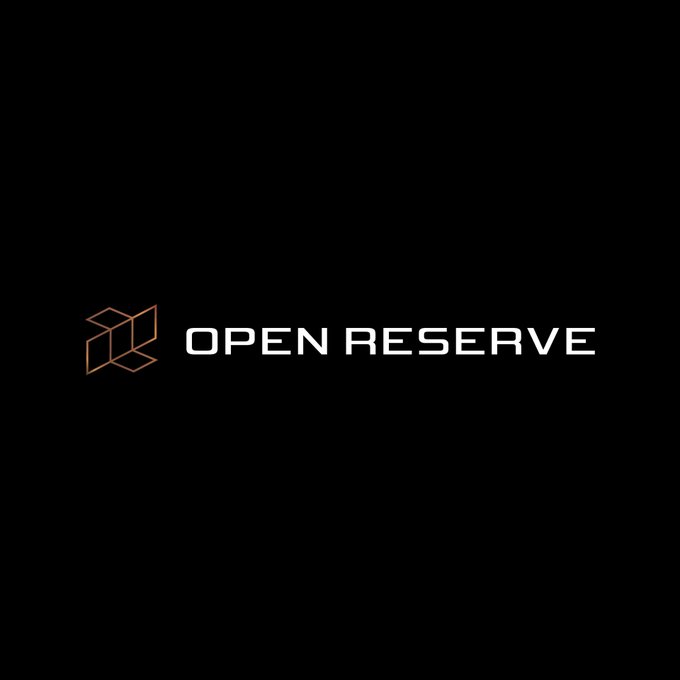 A black background displays the Open Reserve logo, featuring an orange geometric cube-like icon next to the text "OPEN RESERVE" in white, visually branding the fintech company highlighted in the post for receiving preliminary OCC approval for a national bank charter.