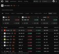 A cryptocurrency trading dashboard displays real-time market data for major digital assets including BTC, ETH, SOL, and others, showing prices in red to indicate market decline. The interface appears sleek and functional, supporting the claim about @entropyIO providing a reliable trading platform even during volatile market conditions like sharp BTC crashes.