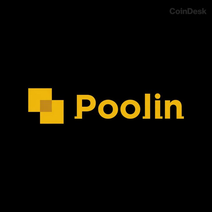 The image displays the yellow "Poolin" logo against a black background, with a "CoinDesk" watermark in the top right corner. It accompanies an article reporting that Poolin, a major Bitcoin mining pool, has filed for Chapter 11 bankruptcy amid $173 million in debts stemming from a 2022 liquidity crisis.