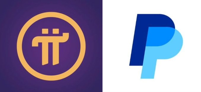 The image displays the Pi Network logo (a stylized "π" symbol in gold on a purple background) alongside the PayPal logo, illustrating the rumored but unconfirmed integration between the two platforms that the post seeks to fact-check.