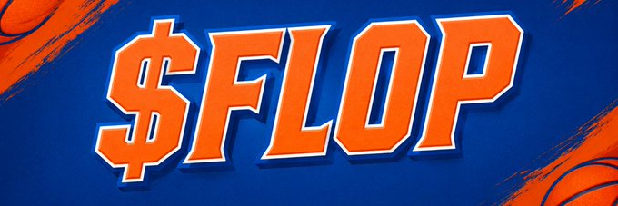 The image features a banner with the word "FLOP" written in orange letters, which stands out against a gray background. The text also includes some basketball-related phrases such as "Introducing $FLOP," "the first token powered entirely by minimal contact and maximum free throws." This suggests that the post is related to basketball or sports in general, possibly promoting an event or product involving basketball players.