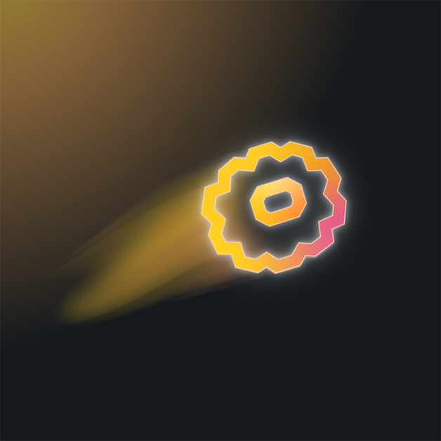 A glowing orange and yellow gear icon with a central "0" streaks across a dark background like a comet, symbolizing AI-powered machinery in motion. The image visually reinforces the post's theme of T-RIZE leveraging federated AI and machine learning as the driving engine ("gear zero") behind their RWA infrastructure.