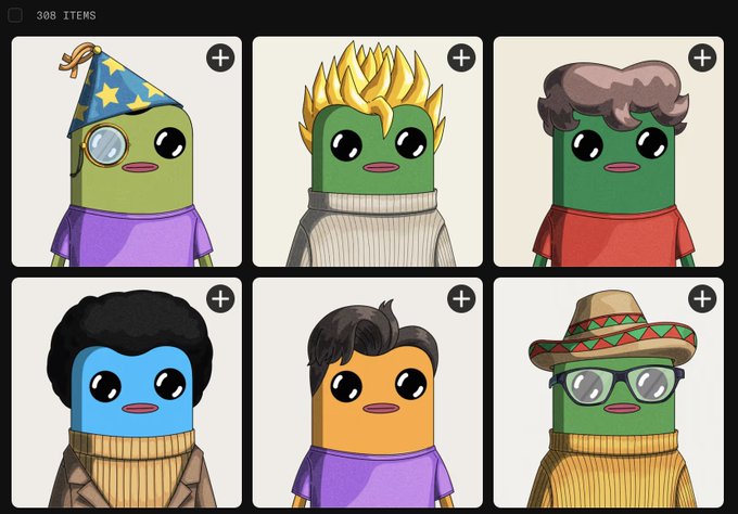 The image features a screen displaying six different cartoon characters, each wearing unique clothing styles and accessories. The characters include a blue monster with a hat, an orange monster with glasses, a green monster with a hat, a purple monster with glasses, a red monster with glasses, and another green monster with glasses. Each character has their own distinct appearance, making the scene visually interesting and engaging for viewers who appreciate the creativity of these cartoon characters.
