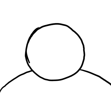 A simple line drawing of a circular head and shoulders silhouette resembling a generic user profile icon.