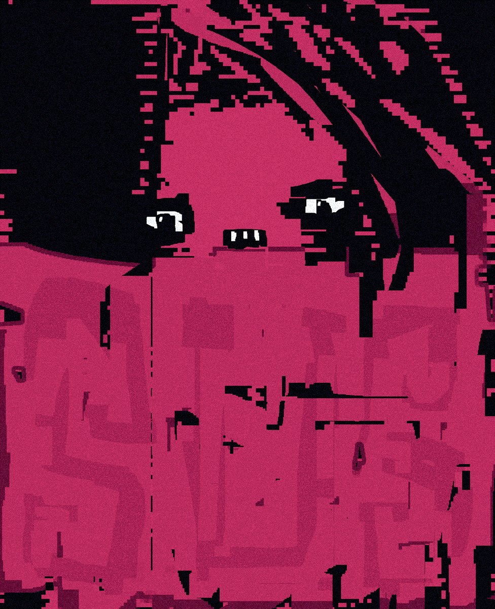 The image features a pink poster with black text, which appears to be a digital art piece or an abstract design. The poster has a face drawn on it, giving it a unique and artistic appearance. The background of the poster is black, providing contrast to the pink color and making the face stand out even more. The text "last hour transient.xyz/nfts/ethereum/ …" can be seen in the image, but without additional context or information about what these terms mean, it's difficult to determine their relevance to the poster.