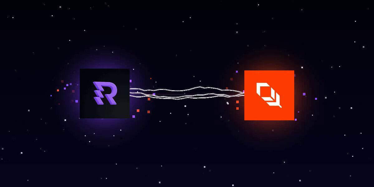 The image features two squares with different colors - one purple and one orange. The purple square has a "R" on top of it, while the orange square has an "O" on top. These squares are connected by lines, symbolizing a connection or relationship between them. The caption below the image reads: "Purpose built RWA chains: @RealFinOfficial is building institutional-grade blockchain infrastructure for real-world assets rather than focusing solely on tokenization".