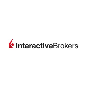 The Interactive Brokers logo features a red triangular icon next to the company name in black text on a white background.