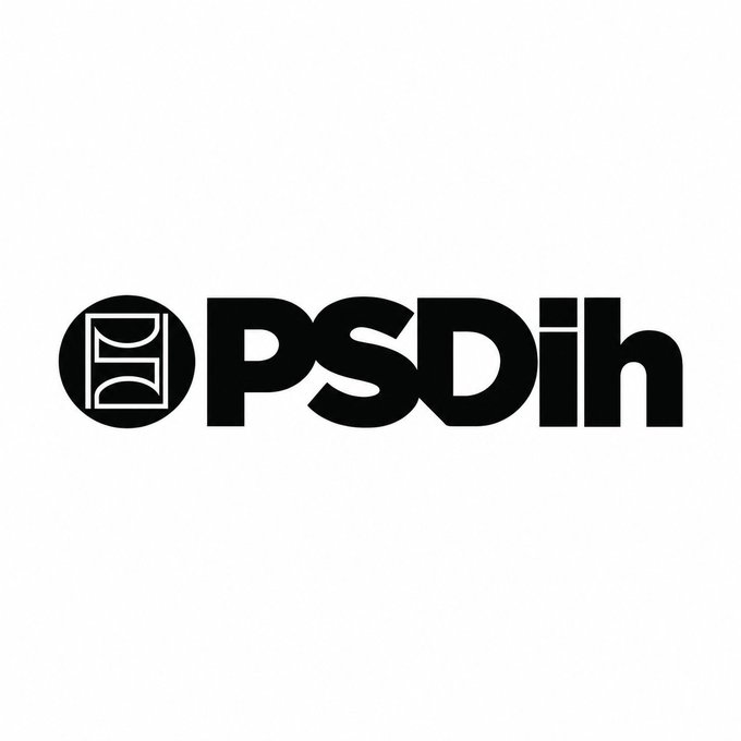 A black and white logo reading 'PSDih' with a stylized initial mark inside a circle.