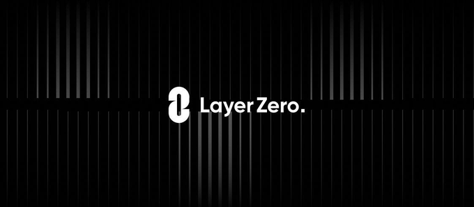 A minimalist black graphic featuring the white 'Layer Zero' logo and stylized '0' symbol against a vertically striped dark background.