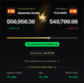 A mobile screenshot showing financial portfolio balances: $59,960.38 (Alejandro) vs $49,789.98 (VACAY) with an 'OUTPERFORMING BY $10,171' indicator.
