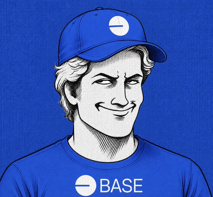 A stylized illustration of a young man with curly hair wearing a blue cap and blue t-shirt, both featuring a white circular logo, with the word 'BASE' displayed at the bottom against a blue background.