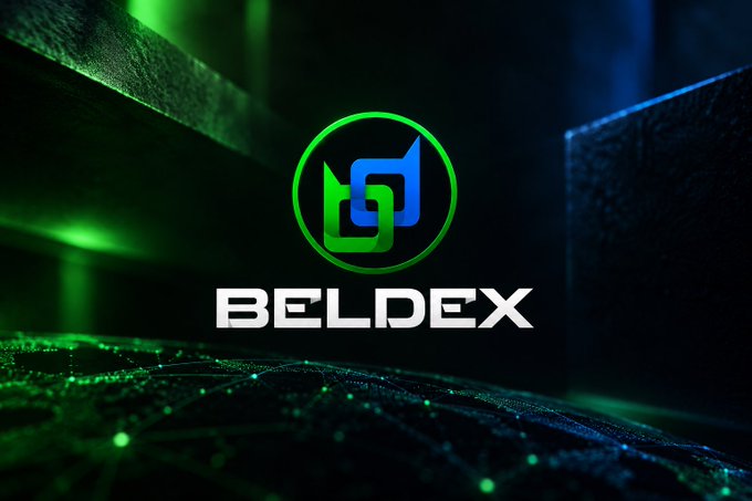 Logo for 'BELDEX' displayed in green and blue against a dark, technological background with glowing digital network patterns.