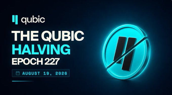 The main focus of the image is a neon logo for "The Qubic" event that took place at Epoch 237, which was posted around August 19, 2026. This event has been approved by supply computers who are responsible for managing the Qubic system. It's a milestone moment in the Qubic journey as it halved its initial burn rate from 55% to 77.5%. The burn rate remains constant at this event, while raw emissions held steady at 1T.