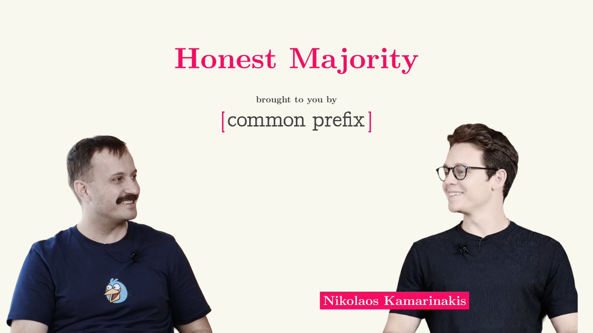 A promotional graphic for a podcast or video titled 'Honest Majority brought to you by [common prefix]'. It features two smiling men facing each other against a white background, with one identified by the text overlay 'Nikolaos Kamarinakis'.