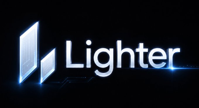 The image shows a glowing "Lighter" logo with a blue, futuristic digital design featuring circuit-like patterns on a black background. The sleek, high-tech aesthetic visually reinforces the post's claim that $LIT is a sophisticated, institutional-grade platform—not just a DEX, but a foundational financial infrastructure ("rails for TradFi") built for serious market participants.