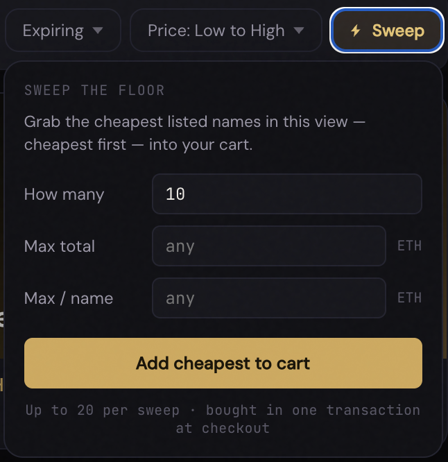 !"Adding a sweep function to a search page!".